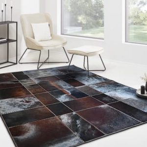 Tapis de couloir peau de vache gris