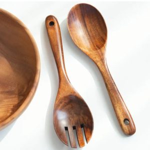 Ensemble de service à salade en bois,